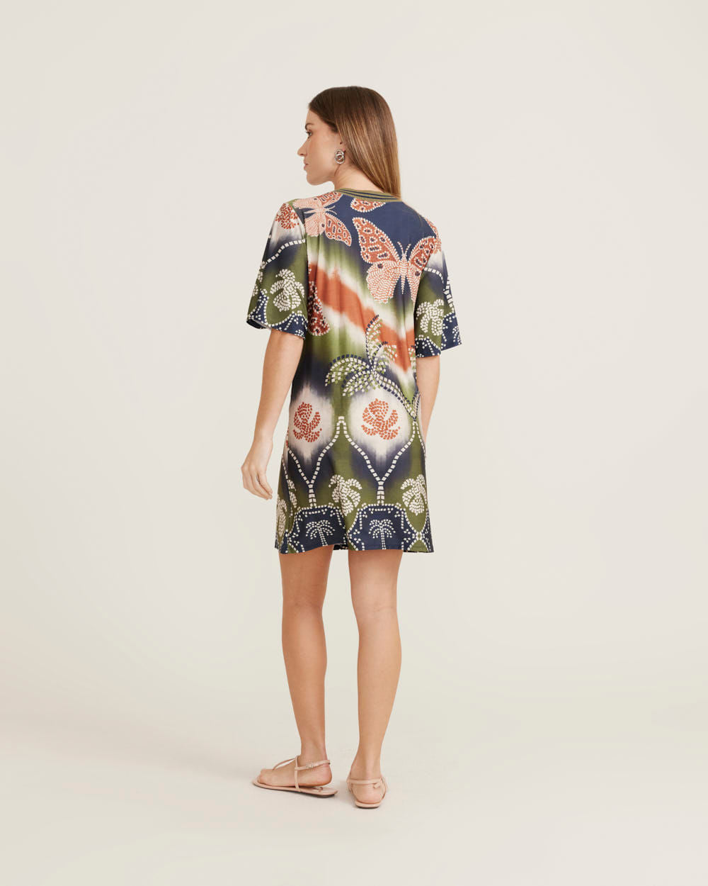Vestido Curto Estampado Tie Dye Fly - Verde Oliva